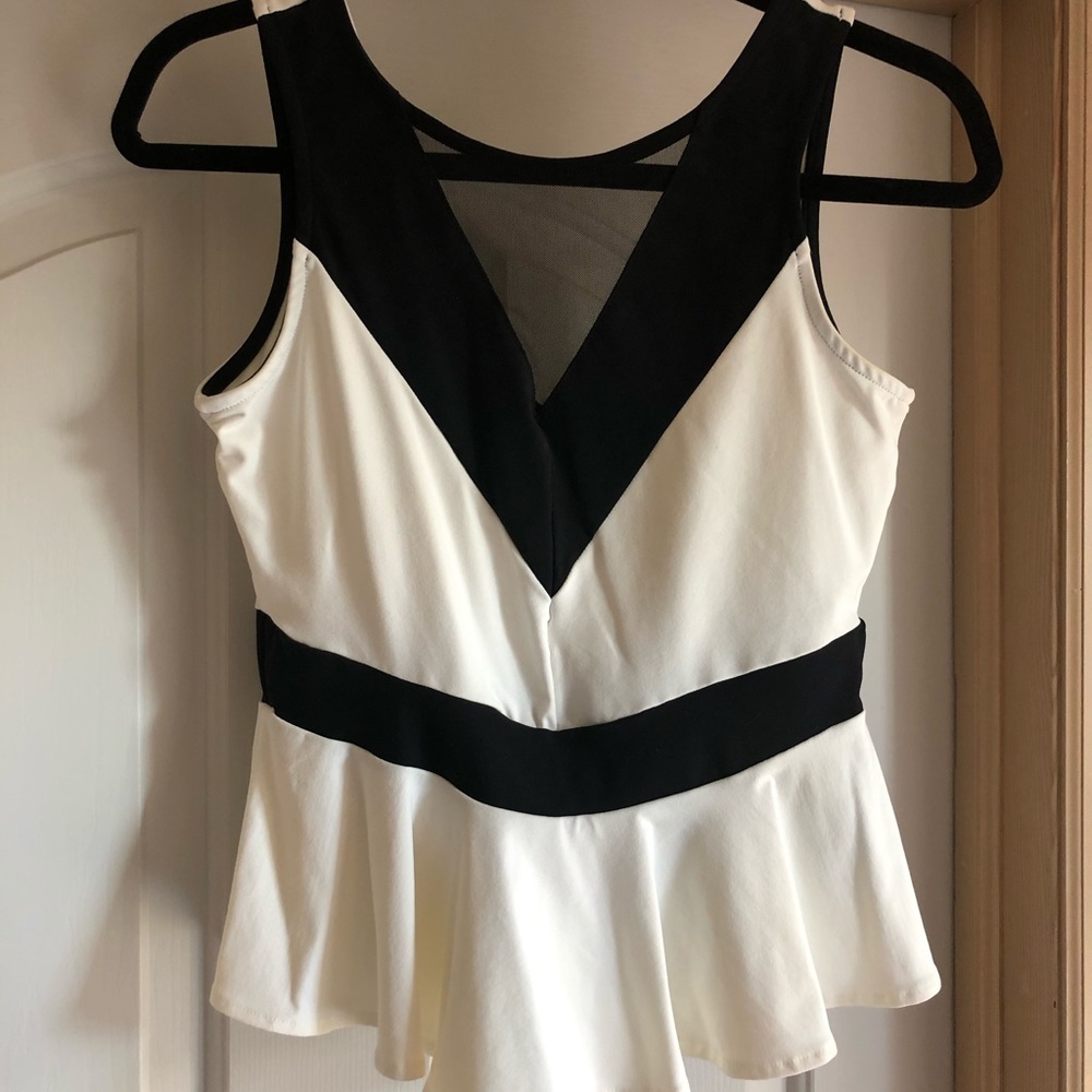 Bebe black and white peplum dress tank